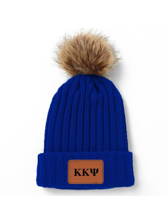 Sorority Shop Kappa Kappa Psi Beanie Hat with Pompom, with Kappa Kappa Psi Sorority Name Patch Blue