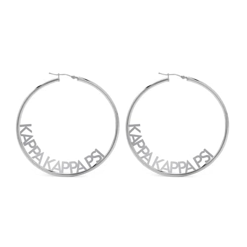 Sorority Shop Kappa Kappa Psi- Hoop Silver-Plated Dainty Earrings for Women -Kappa Kappa Psi Jewelry with Ideal 2" Diameter Hoops - Kappa Kappa Psi Gifts
