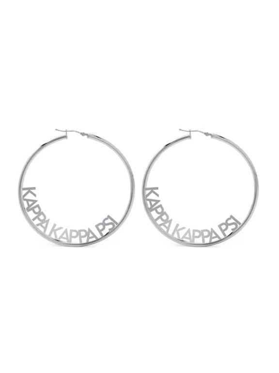 Sorority Shop Kappa Kappa Psi- Hoop Silver-Plated Dainty Earrings for Women -Kappa Kappa Psi Jewelry with Ideal 2" Diameter Hoops - Kappa Kappa Psi Gifts
