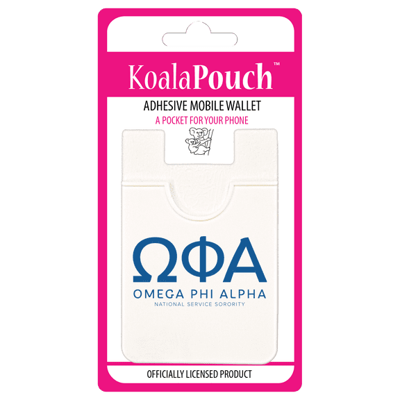 Sorority Shop Omega Phi Alpha - Koala Pouch - Adhesive Cell Phone Wallet with OPA Greek Letter Design