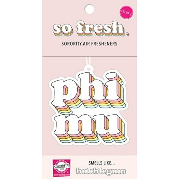 Sorority Shop PM Retro Air Freshener - Phi Mu Bubblegum Scented Air Freshener – Sorority Retro Design Air Freshener for Car or Dorm– Sorority Gift, Charm Paraphernalia