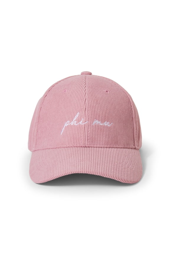 Phi Mu Baseball Hat - Women's Corduroy Cap with Embroidered Sorority Name