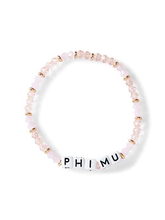 Sorority Shop Phi Mu Bracelet Glass Bead Bracelet with PM Name Beads, Greek Sorority Jewelry for Big Little Sorority Gifts