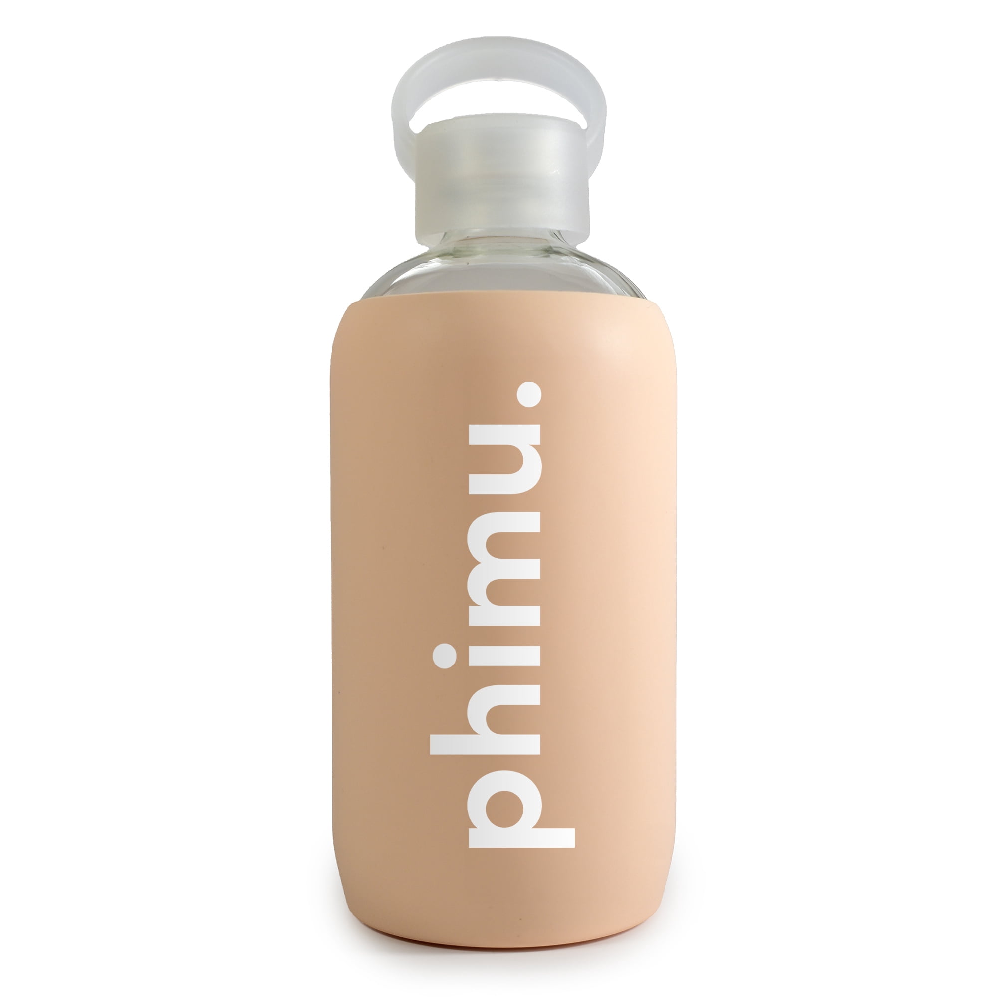 Sorority Shop Phi Mu Glass Water Bottle with Silicone Sleeve - 16 Oz Reusable Water Bottle with Leakproof Cap