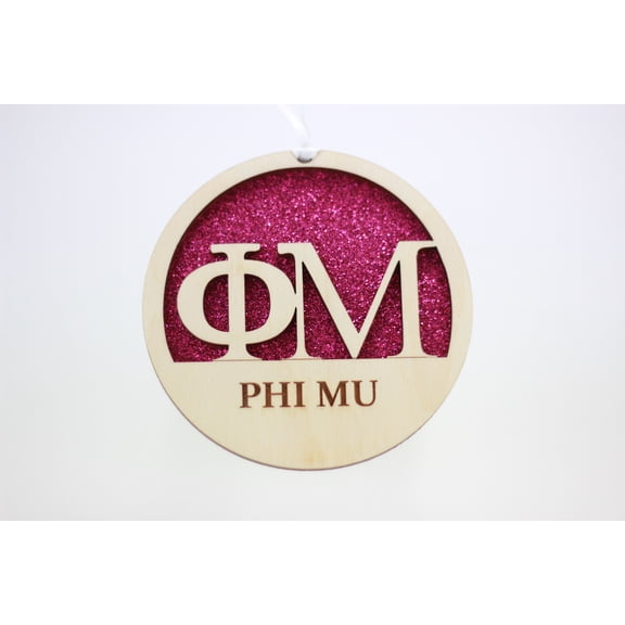 Sorority Shop Phi Mu - Laser Carved Greek Letter Ornament - 3" Round