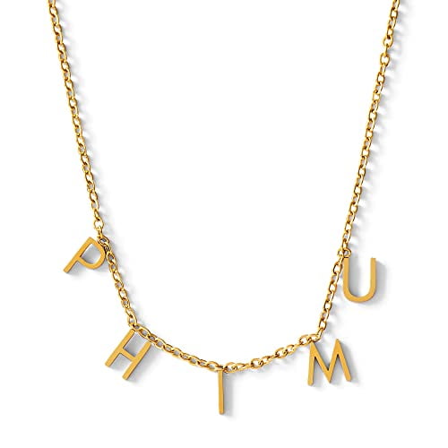 Sorority Shop Phi Mu Necklace PM Name Necklace, 18K Gold Plated Sorority Gifts Necklace, Long-Lasting Phi Mu Gifts for Women