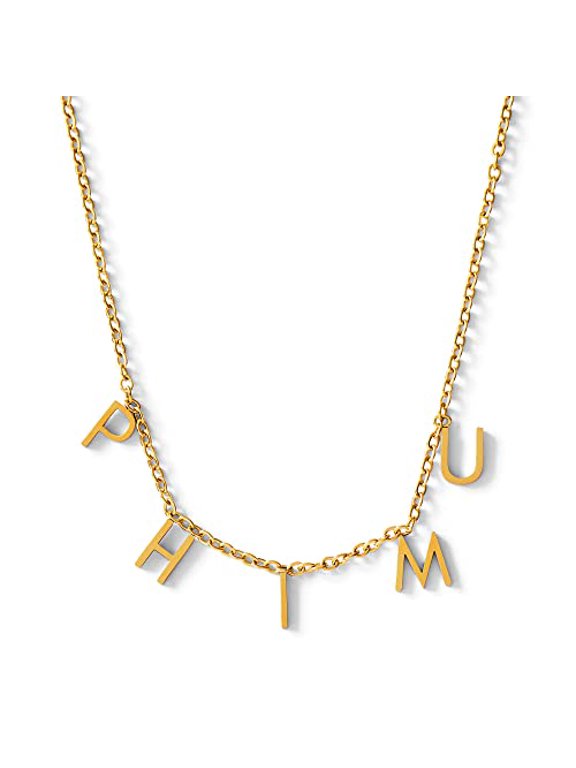 Sorority Shop Phi Mu Necklace PM Name Necklace, 18K Gold Plated Sorority Gifts Necklace, Long-Lasting Phi Mu Gifts for Women