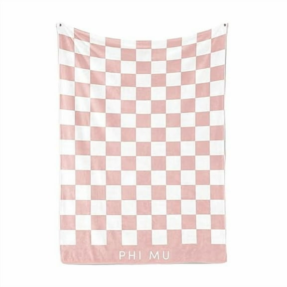 Sorority Shop Phi Mu Thick Blanket - Stylish Checkered Blanket Perfect for Big Little Sorority Gifts - Soft, Cozy, and Comfortable Gift Blanket for Women - 50" X 62"