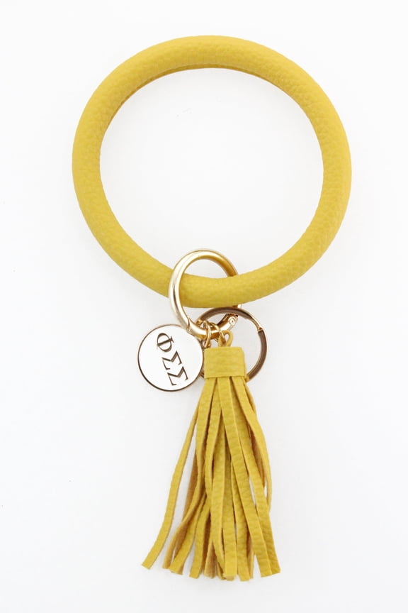 Phi Sigma Sigma Bangle Keychain with Tassel and Engraved Disc - Yellow