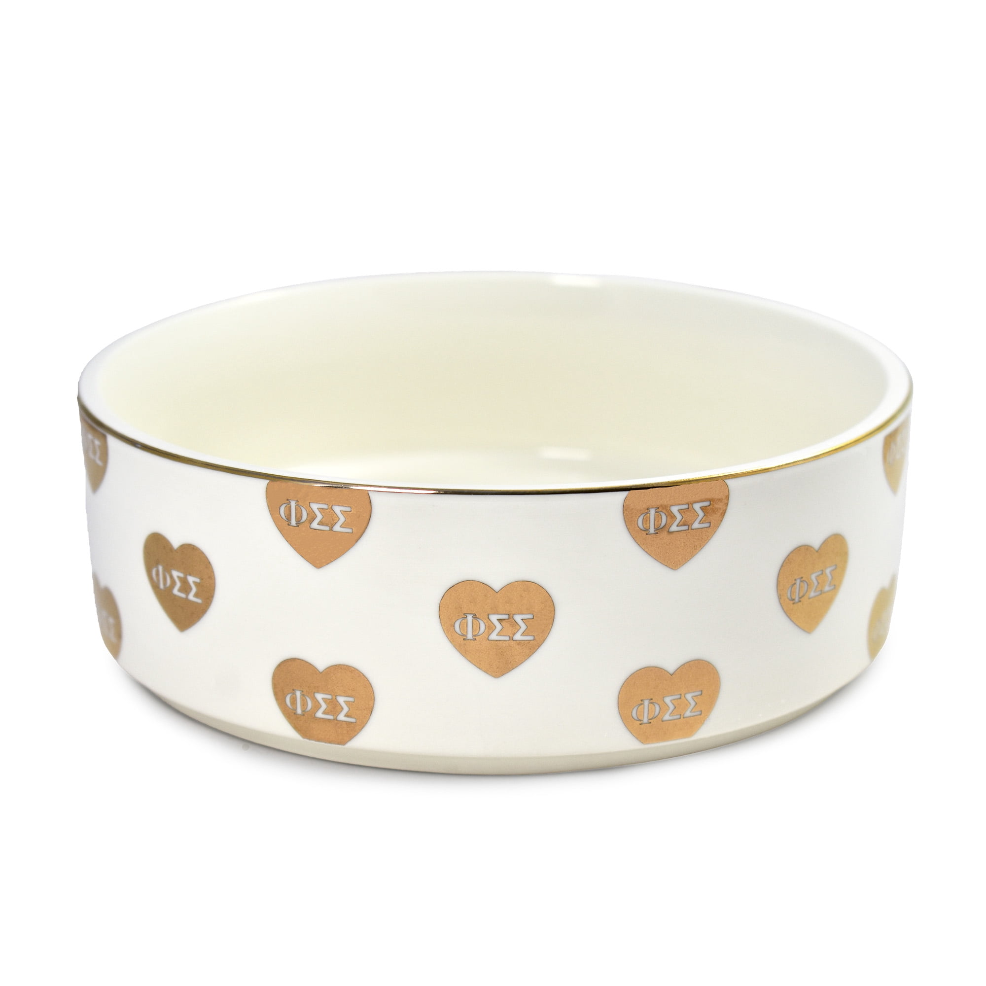 Sorority Shop Phi Sigma Sigma Pet Bowl, 6" Ceramic Bowl for Dogs and Cats, Heart Design with Sorority Greek Letters, Use for Food or Water