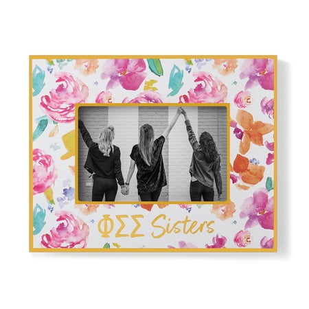 Sorority Shop Phi Sigma Sigma Sister Picture Frames with Cute Floral Design, for 4" x 6" Pictures, Gifts for Women