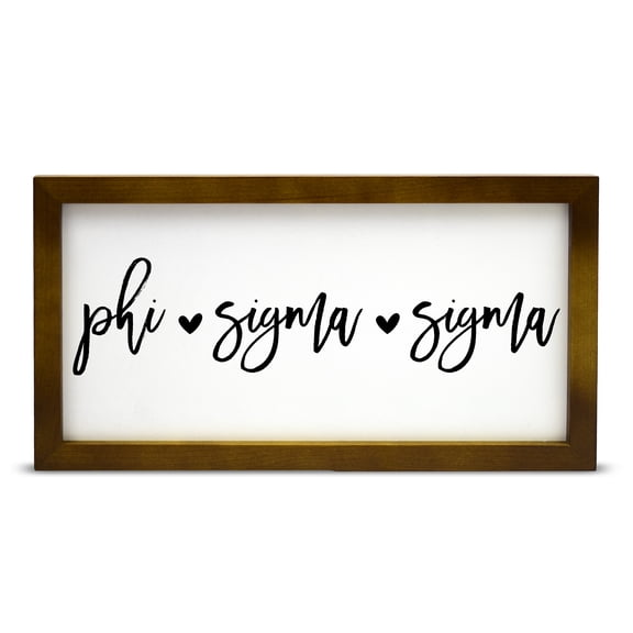 Sorority Shop Phi Sigma Sigma Wall Art - 17" X 9" Rectangle Wood Framed Wall Decor, Wall Sign with Script Design