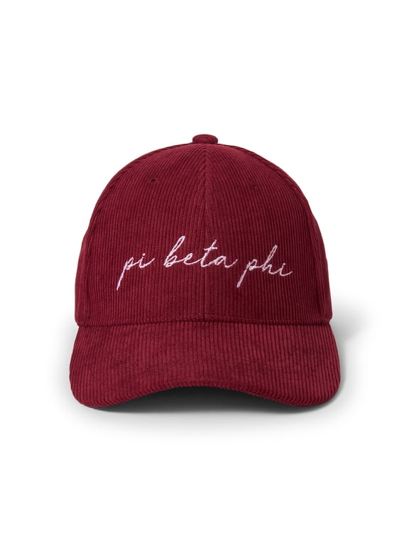 Pi Beta Phi Baseball Hat - Women's Corduroy Cap with Embroidered Sorority Name