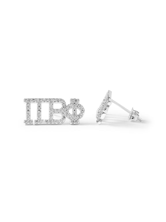 Pi Beta Phi Earrings White Gold Plated Stud Earrings, Long-Lasting Sorority Gifts for Women