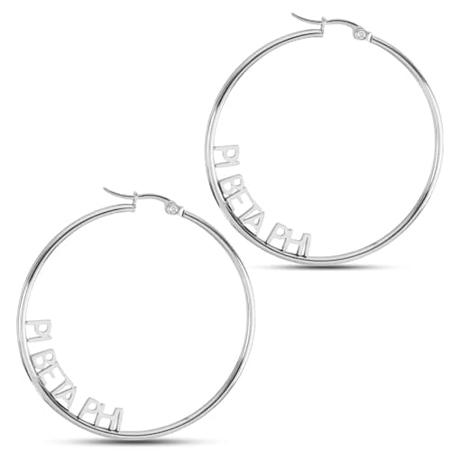Sorority Shop Pi Beta Phi- Hoop Silver-Plated Dainty Earrings for Women -Pi Beta Phi Jewelry with Ideal 2" Diameter Hoops - Pi Beta Phi Gifts