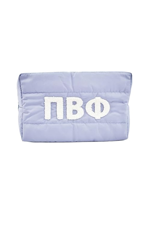 Sorority Shop Pi Beta Phi Makeup Bag - Puffer Style with Sorority Letters, Travel Cosmetic Bag with Zipper Closure, Perfect Pi Beta Phi Sorority Gifts for Women