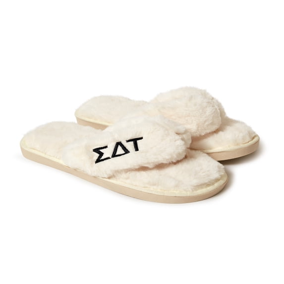 Sorority Shop Sigma Delta Tau - Fuzzy Slippers for Women (Medium, Size 7-8)