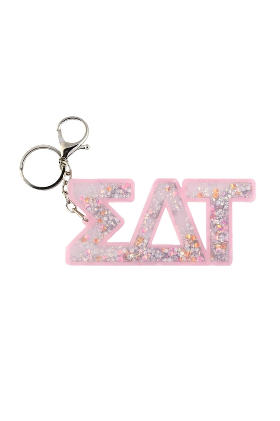 Sigma Delta Tau Glitter Keychain