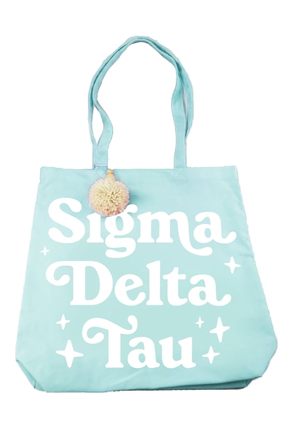 Sigma Delta Tau Retro Pom Pom Tote Bag