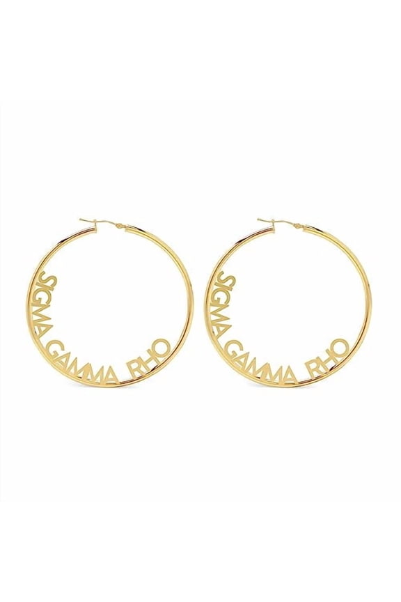 Sorority Shop Sigma Gamma Rho- Hoop 18K Gold Plated Dainty Earrings for Women - Sigma Gamma Rho Jewelry with Ideal 2" Diameter Hoops - Sigma Gamma Rho Gifts