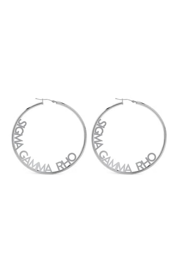 Sorority Shop Sigma Gamma Rho- Hoop Silver Plated Dainty Earrings for Women - Sigma Gamma Rho Jewelry with Ideal 2" Diameter Hoops - Sigma Gamma Rho Gifts