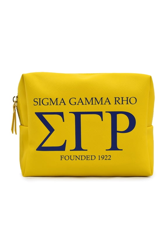 Sigma Gamma Rho Makeup Bag - Multi-Purpose PU Leather, Water-Resistant Travel Cosmetic Bag with Licensed Design and Zipper Closure