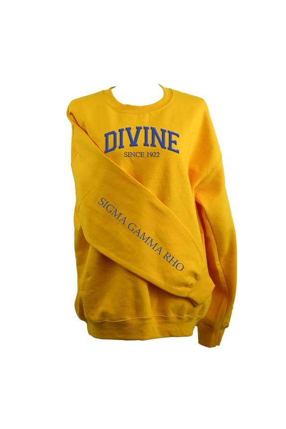 Sigma Gamma Rho Sweatshirt - Fleece Crewneck Sweatshirt, Divine and Sorority Name Design (Size Large)