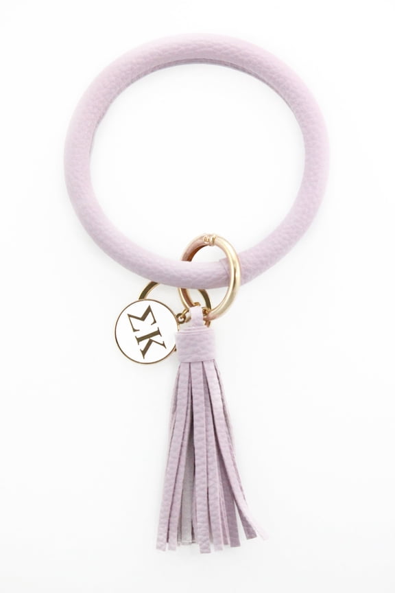 Sigma Kappa Bangle Keychain with Tassel and Engraved Disc - Purple