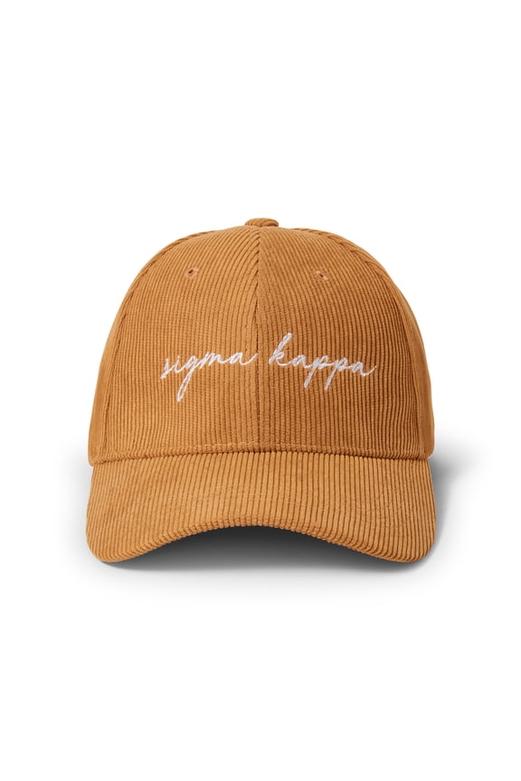 Sigma Kappa Baseball Hat - Women's Corduroy Cap with Embroidered Sorority Name
