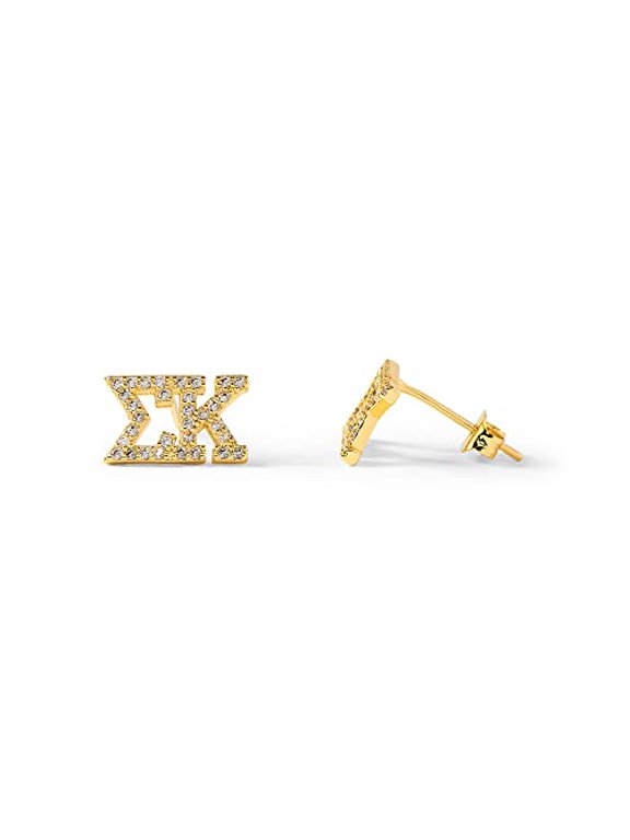 Sorority Shop Sigma Kappa Earrings SK 18K Gold Plated Sorority Gifts Earrings, Long-Lasting Sigma Kappa Gifts for Women