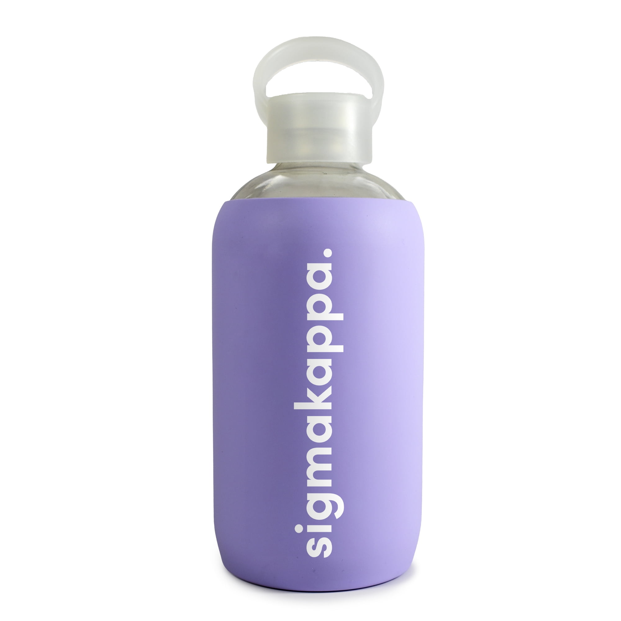 Sorority Shop Sigma Kappa Glass Water Bottle with Silicone Sleeve - 16 Oz Reusable Water Bottle with Leakproof Cap