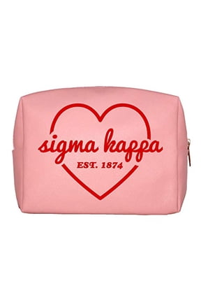 Sorority Shop Sigma Kappa Makeup Bag - Multi-Purpose PU Leather, Water-Resistant Makeup travel bag with Licensed Design and Zipper Closure, Perfect Sigma Kappa Sorority Gifts for Women