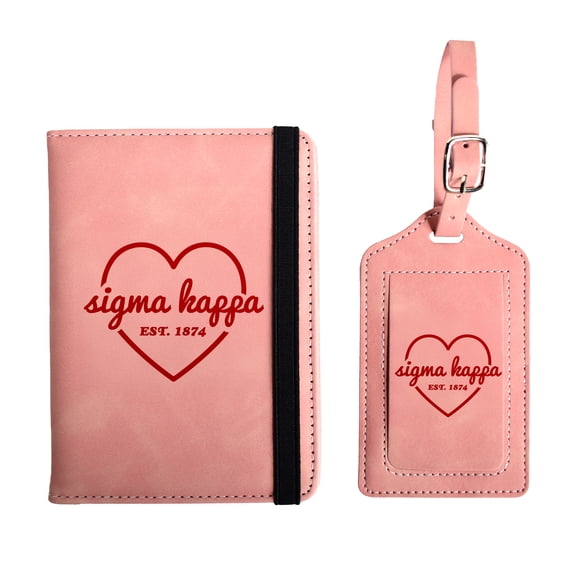 Sorority Shop Sigma Kappa Passport Holder and Luggage Tag Travel Accessories Set, Officially Licensed, Sorority Gift for Women