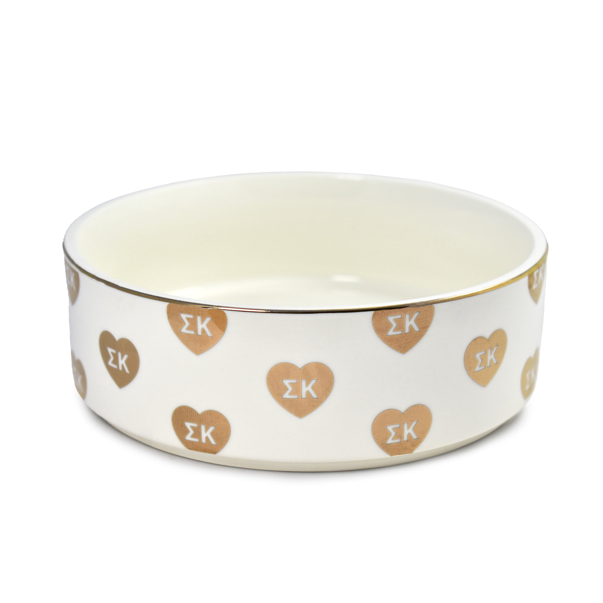 Sorority Shop Sigma Kappa Pet Bowl, 6" Ceramic Bowl for Dogs and Cats, Heart Design with Sorority Greek Letters, Use for Food or Water