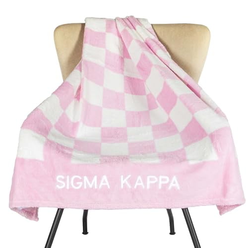 Sorority Shop Sigma Kappa Thick Blanket - Stylish Checkered Blanket Perfect for Big Little Sorority Gifts - Soft, Cozy, and Comfortable Gift Blanket for Women - 50" X 62"