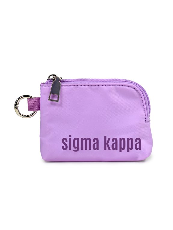 Sigma Kappa Zipper Wallet Pouch with Keyring, Sorority Name Design