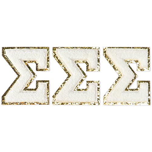 Sorority Shop Sigma Sigma Sigma Chenille Letter Stickers - Adhesive Back, Set of 3 Greek Letters