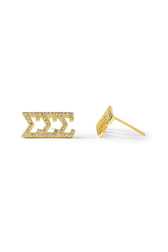 Sorority Shop Sigma Sigma Sigma Earrings — SSS 18K Gold Plated Sorority Gifts Earrings, Long-Lasting Tri Sigma Gifts for Women