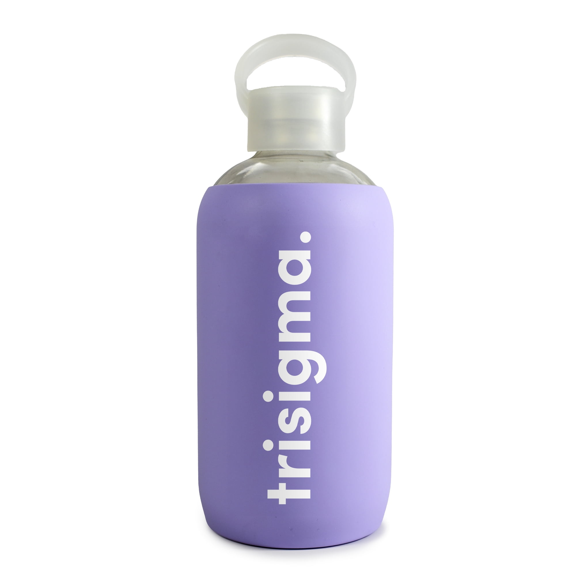 Sorority Shop Sigma Sigma Sigma Glass Water Bottle with Silicone Sleeve - 16 Oz Reusable Water Bottle with Leakproof Cap