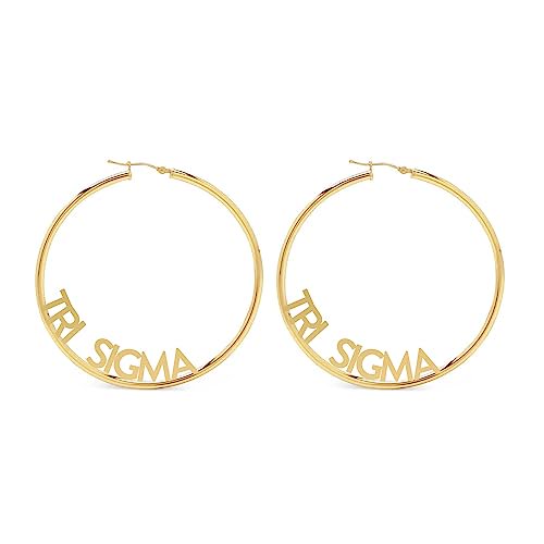 Sorority Shop Sigma Sigma Sigma- Hoop 18K Gold Plated Dainty Earrings for Women - Sigma Sigma Sigma Jewelry with Ideal 2" Diameter Hoops - Tri Sigma Gifts