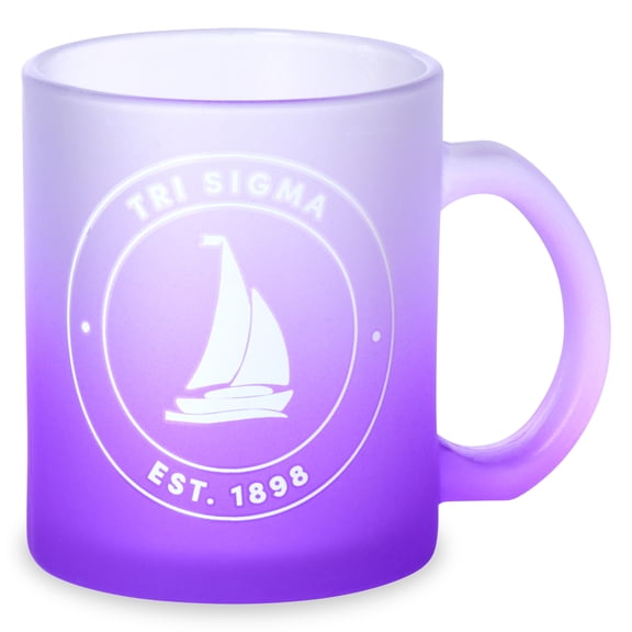 Sorority Shop Sigma Sigma Sigma Mug, Ombre Glass Mug with Screen Printed Sorority Name and Logo for Coffee or Any Drink