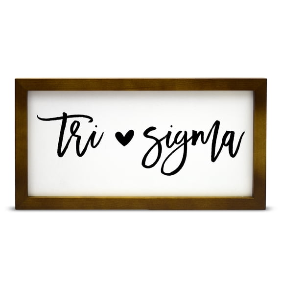 Sorority Shop Sigma Sigma Sigma Wall Art - 17" X 9" Rectangle Wood Framed Wall Decor, Wall Sign with Script Design