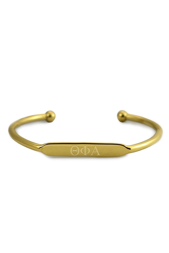 Theta Phi Alpha Bracelet, 18k Gold-Plated Adjustable Cuff Bracelet with Greek Letters