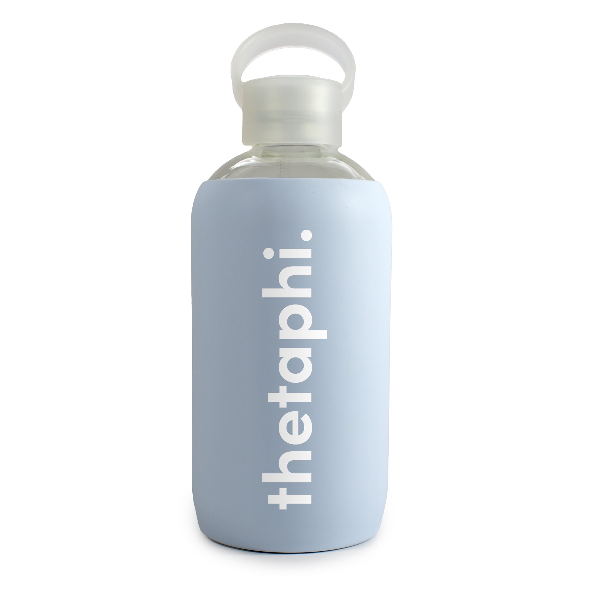 Sorority Shop Theta Phi Alpha Glass Water Bottle with Silicone Sleeve - 16 Oz Reusable Water Bottle with Leakproof Cap