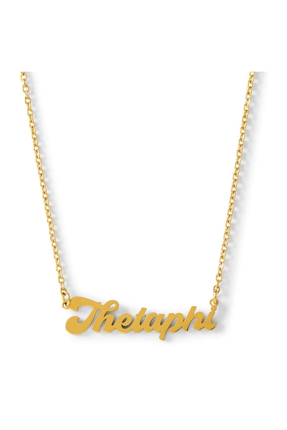 Theta Phi Alpha Necklace Retro Font Design with 18K Gold Plating, Gifts for Women