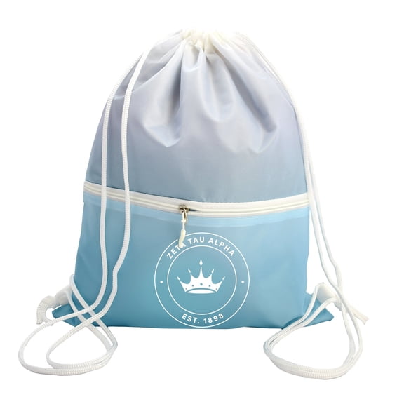 Sorority Shop Zeta Tau Alpha Drawstring Backpack, Ombre Color Design