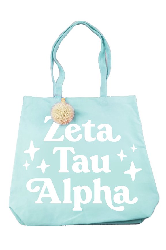 Zeta Tau Alpha Retro Pom Pom Tote Bag