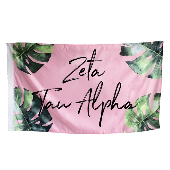 Sorority Shop Zeta Tau Alpha - Sorority Letter Flag (Tropical Design)