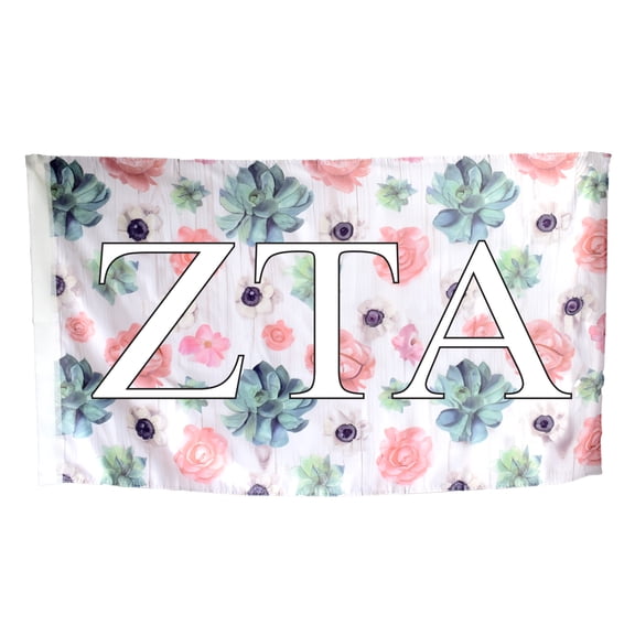 Sorority Shop Zeta Tau Alpha - Sorority Name Flag (Succulent Design)