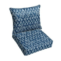 Sorra Home 22.5" x 22.5" Indigo Graphic Square Cushion Set Outdoor Seating Cushions (2 Pieces)